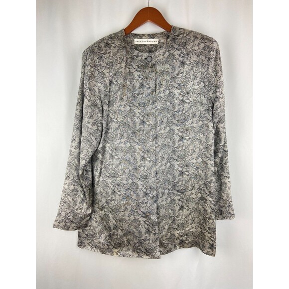 Paul Alexander 100% Silk Women's Size 10 Button Down Jacket Blouse Korean Floral - Picture 1 of 11